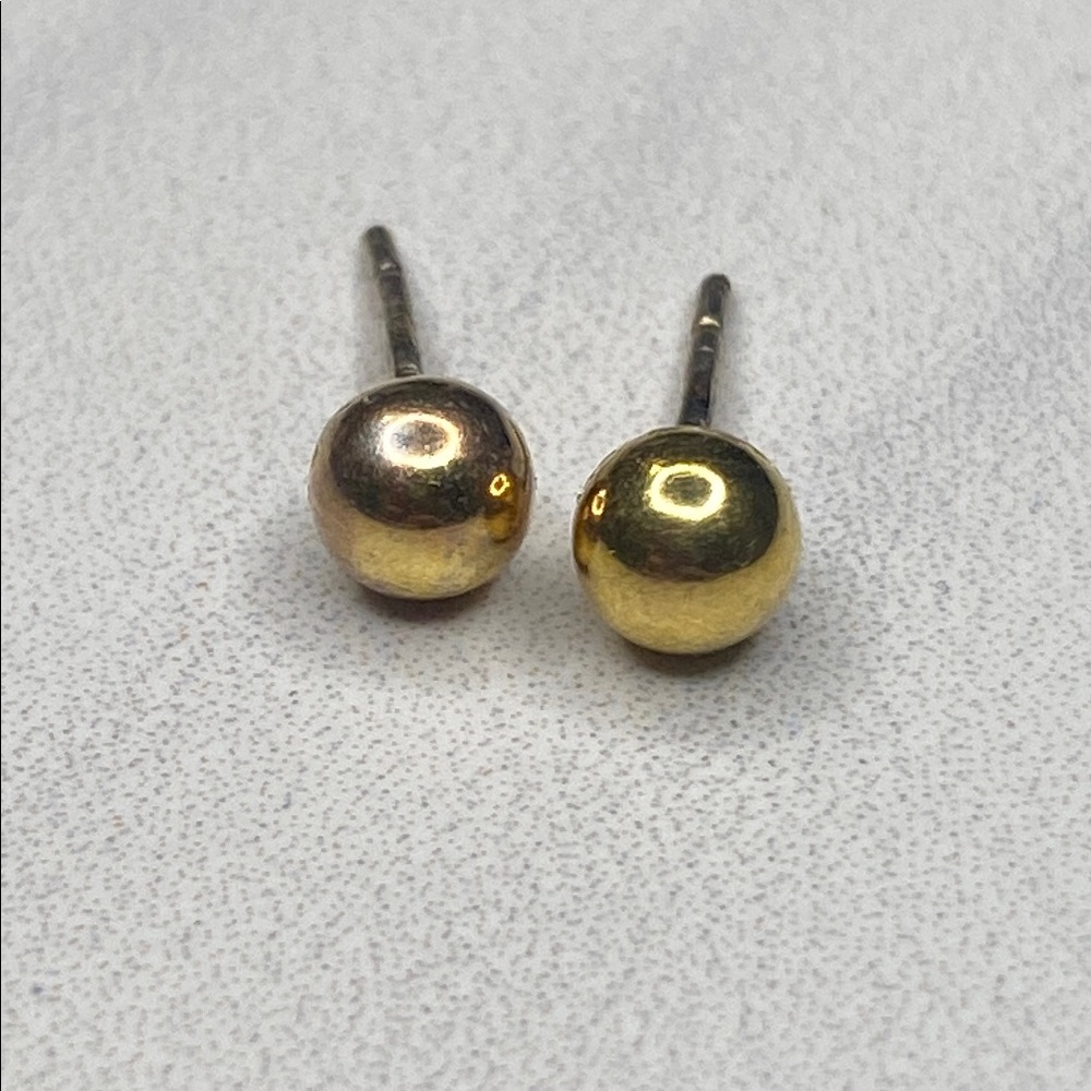 Gold‎ Ball Sterling Silver Stud Earrings 925